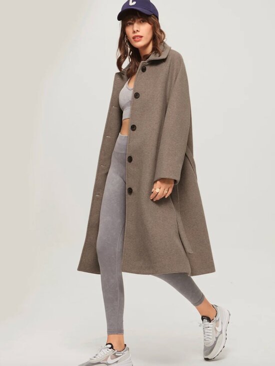 Commense Jackets & Blazers - Commense Oversized Brushed Belted Long Overcoat